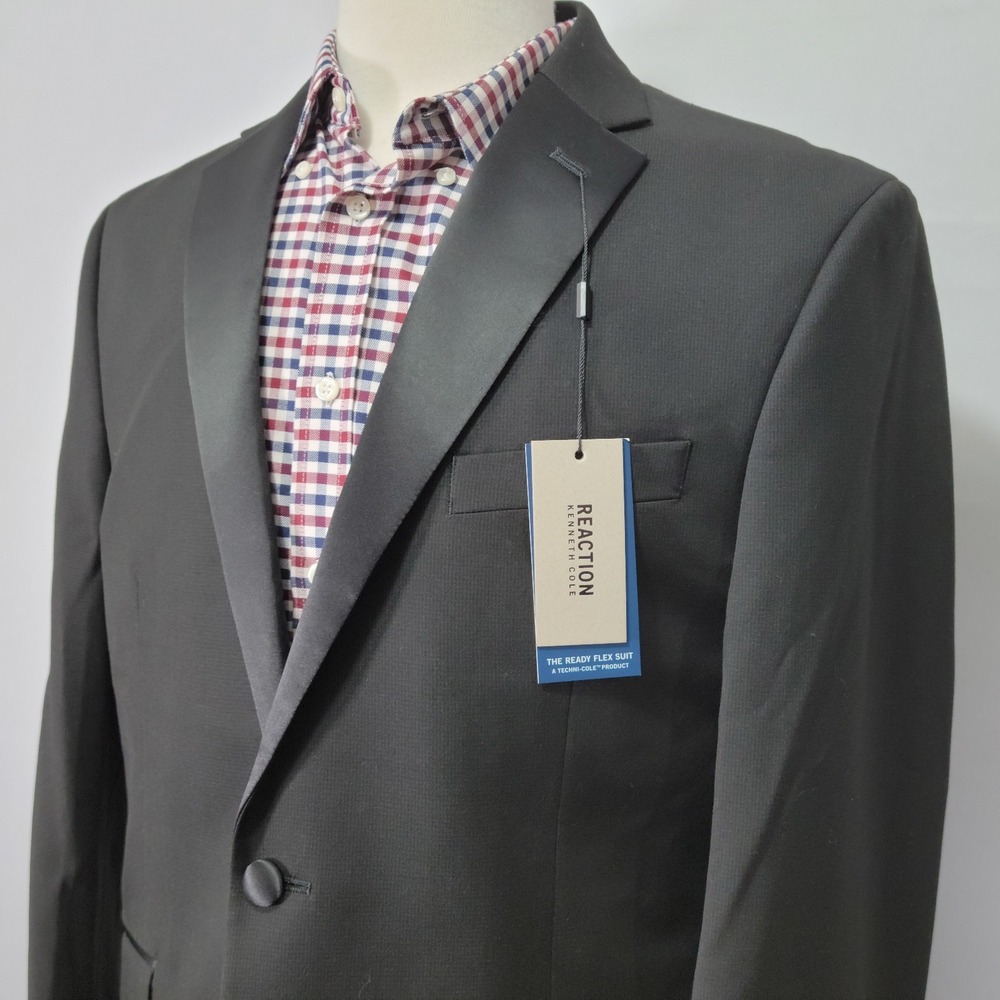 Kenneth Cole Reaction Men's Sport Coat Blazer‎ Two Button Black Stretch 40L NEW - Picture 7 of 13